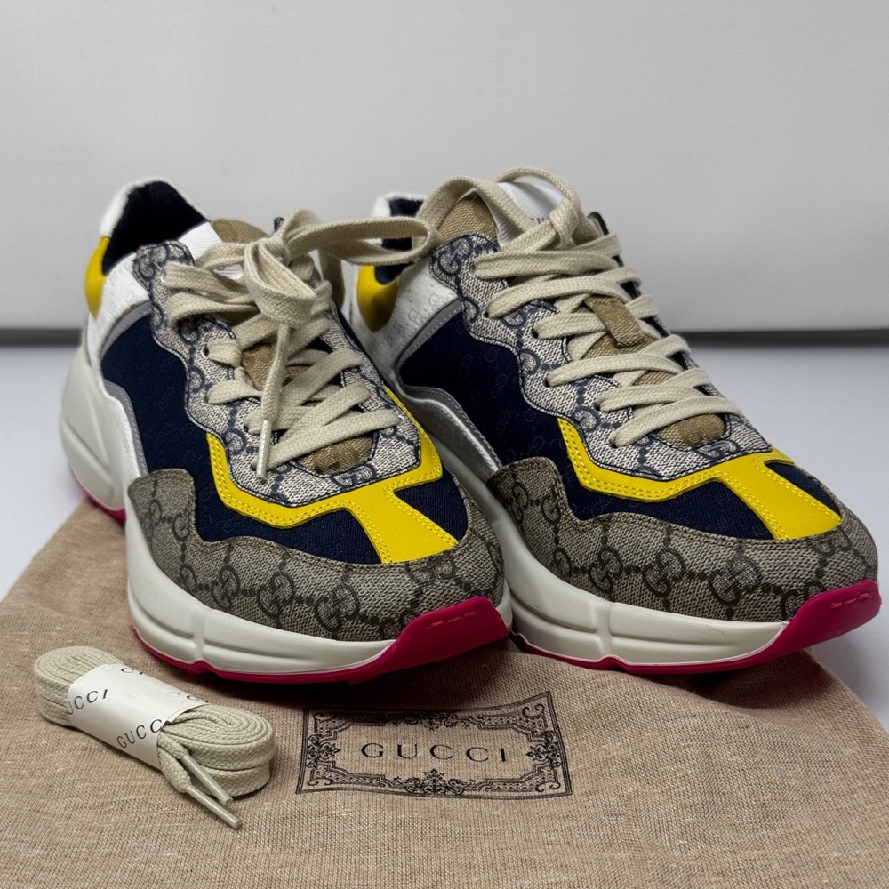 Gucci Yellow and Blue Patterned Sneakers